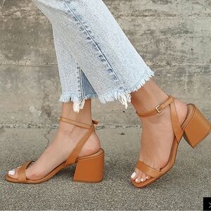 Karianne Cognac Nappa Leather Ankle Strap High Heel Sandals sz 6 worn once